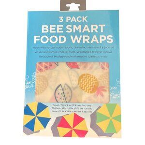 3 Pack Bee Smart Food Wraps Cotton Beeswax Reusable Biodegradable